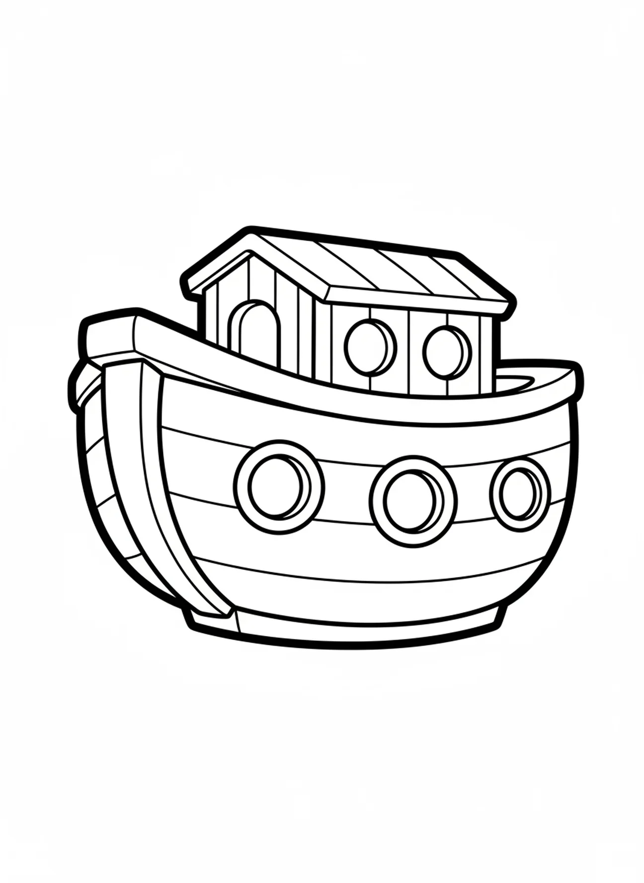 Holz-Arche Boot, Noahs Arche Ausmalbild für Kleinkinder im Alter von 2-3 Jahren