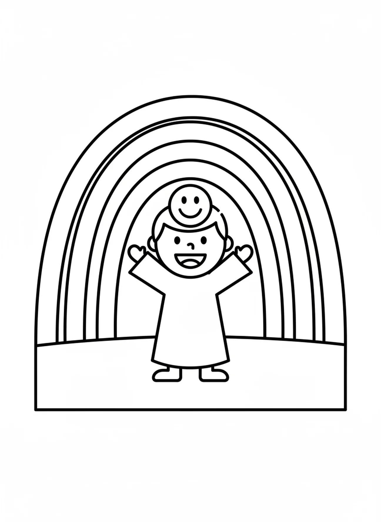 Regenbogen über Noah, Ausmalbild des Regenbogenbundes mit Noahs Arche für Vorschulkinder im Alter von 3-5 Jahren