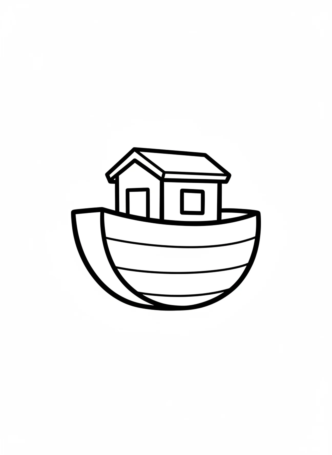 Holzboot der Arche, Ausmalbild des Regenbogenbundes von Noah für Kleinkinder im Alter von 2-3 Jahren