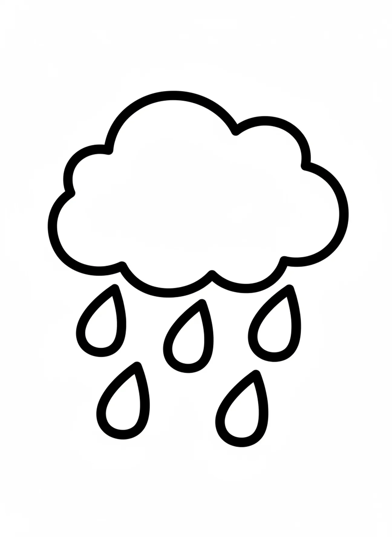 Einfache Regenwolke, Ausmalbild vom Regenbogenbund Noahs Arche für Kleinkinder im Alter von 2-3 Jahren