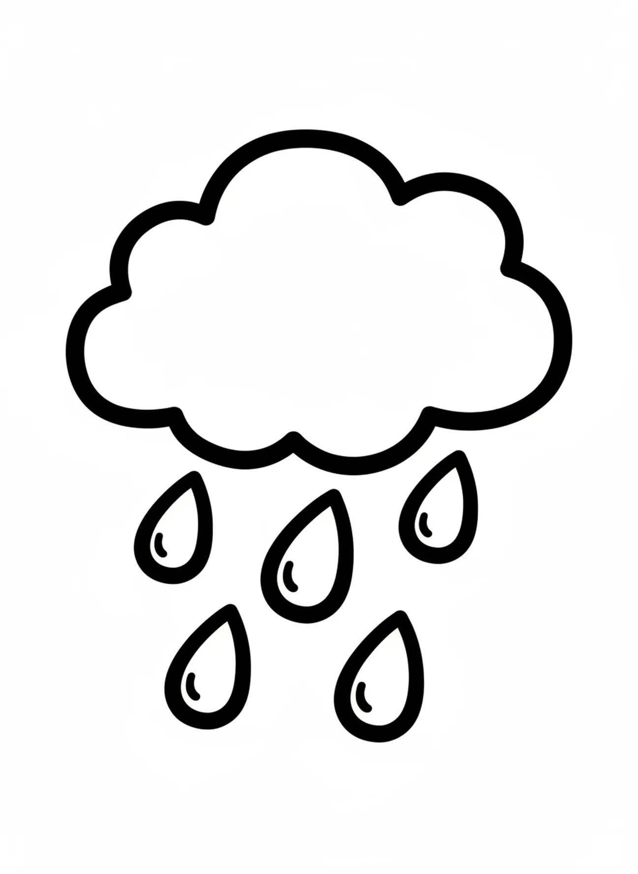 Grande nuvem de chuva, página para colorir sobre a chuva do Dilúvio de Noé para crianças de 2 a 3 anos