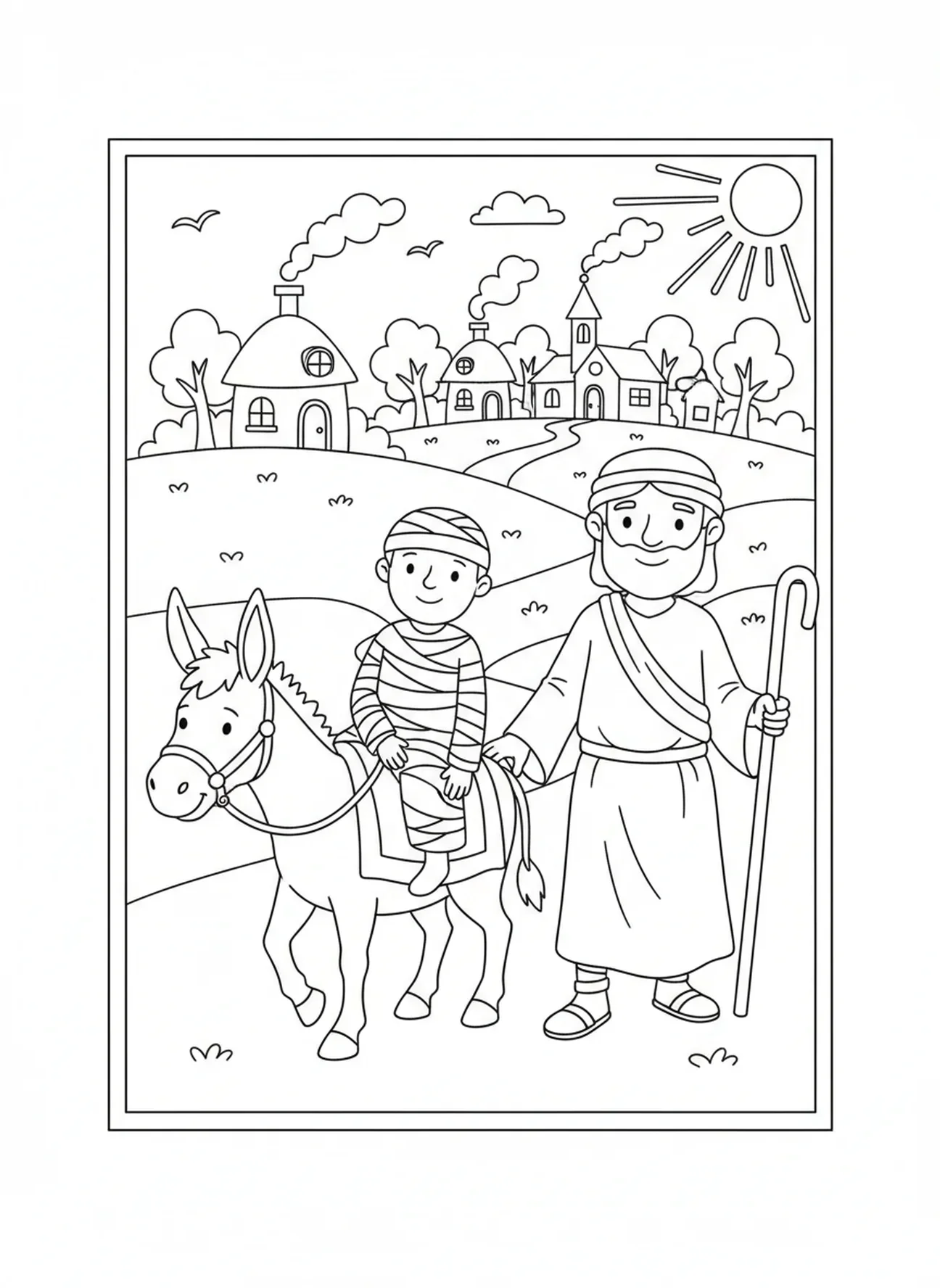 Célébration après le déluge avec une page à colorier de l'Arche de Noé pour le style de journal biblique pour adultes
