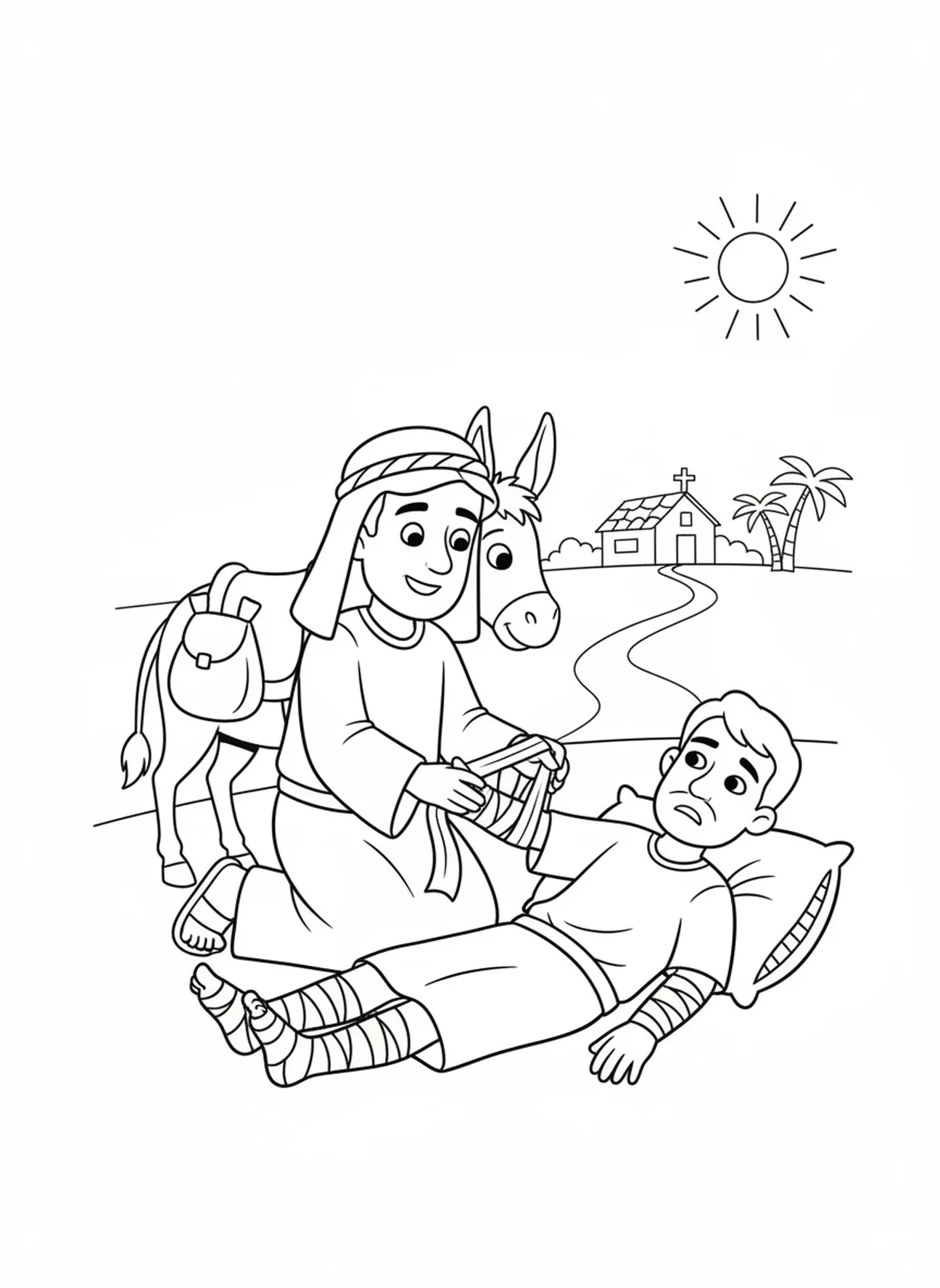 Page à colorier de la Promesse de l'Arc-en-Ciel après le déluge pour le style de journal biblique pour adultes