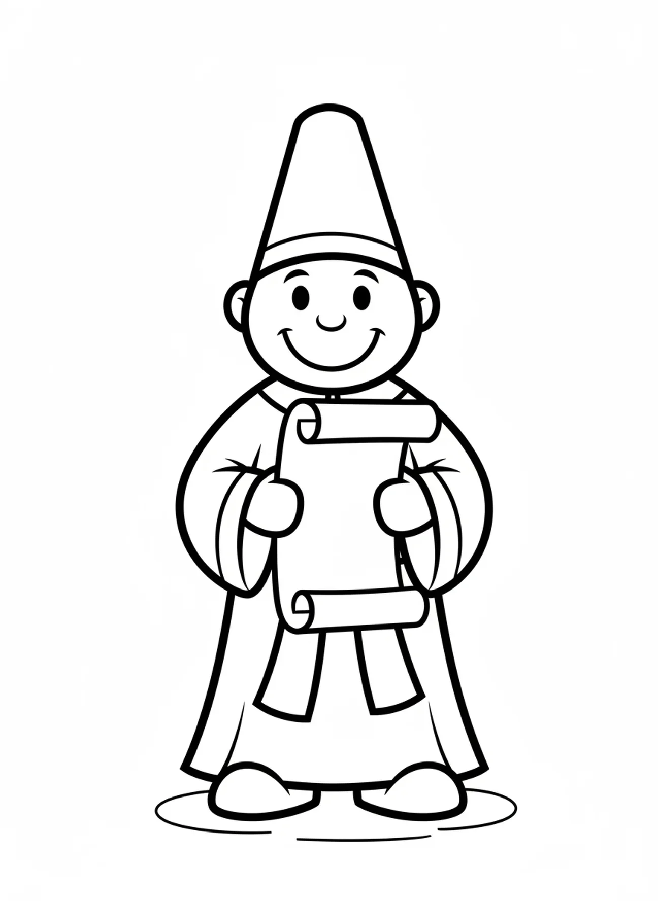 Lächelnder Mordechai, Purim Ausmalbild für Vorschulkinder im Alter von 3-5 Jahren