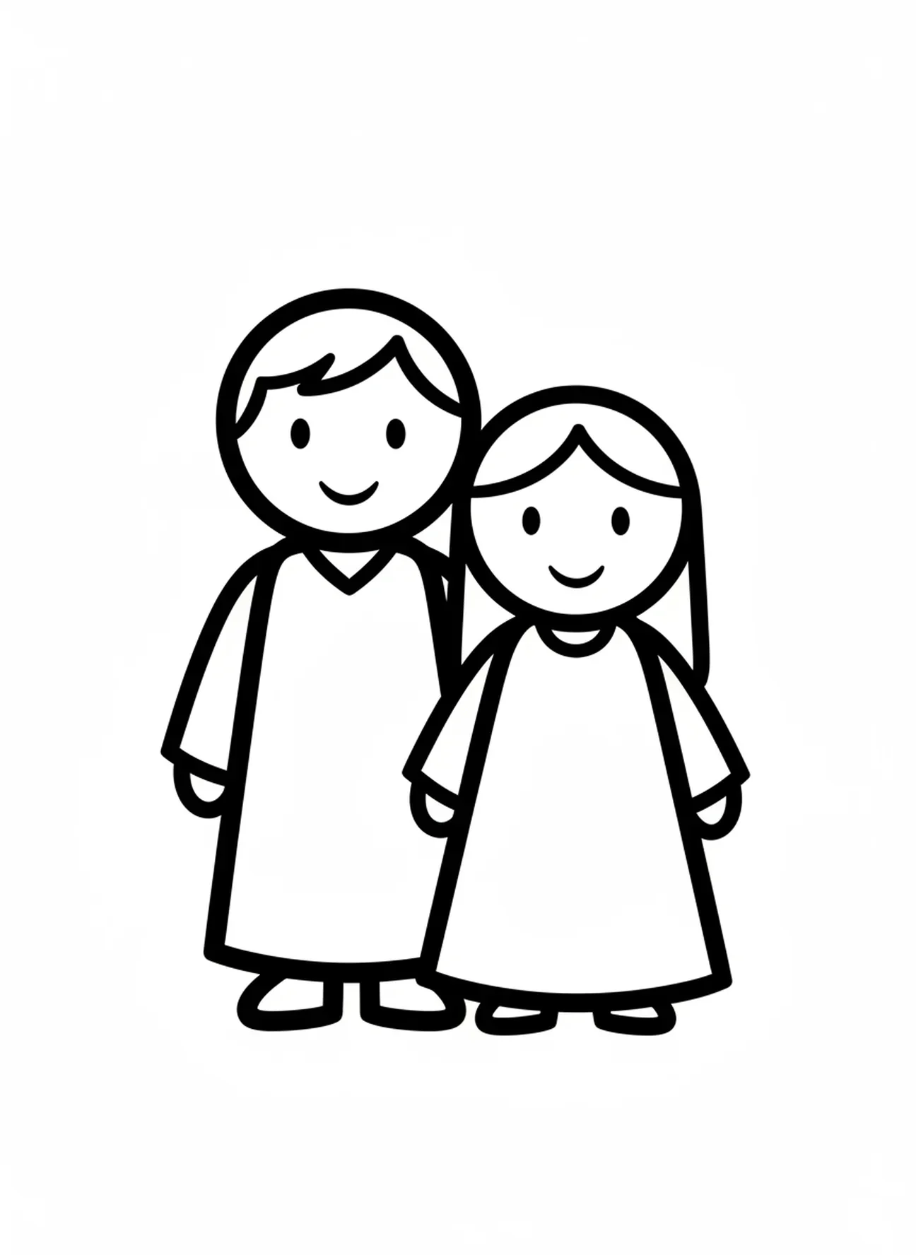 Ruth en Boaz samen, kleurplaat van Ruth voor peuters van 2-3 jaar.