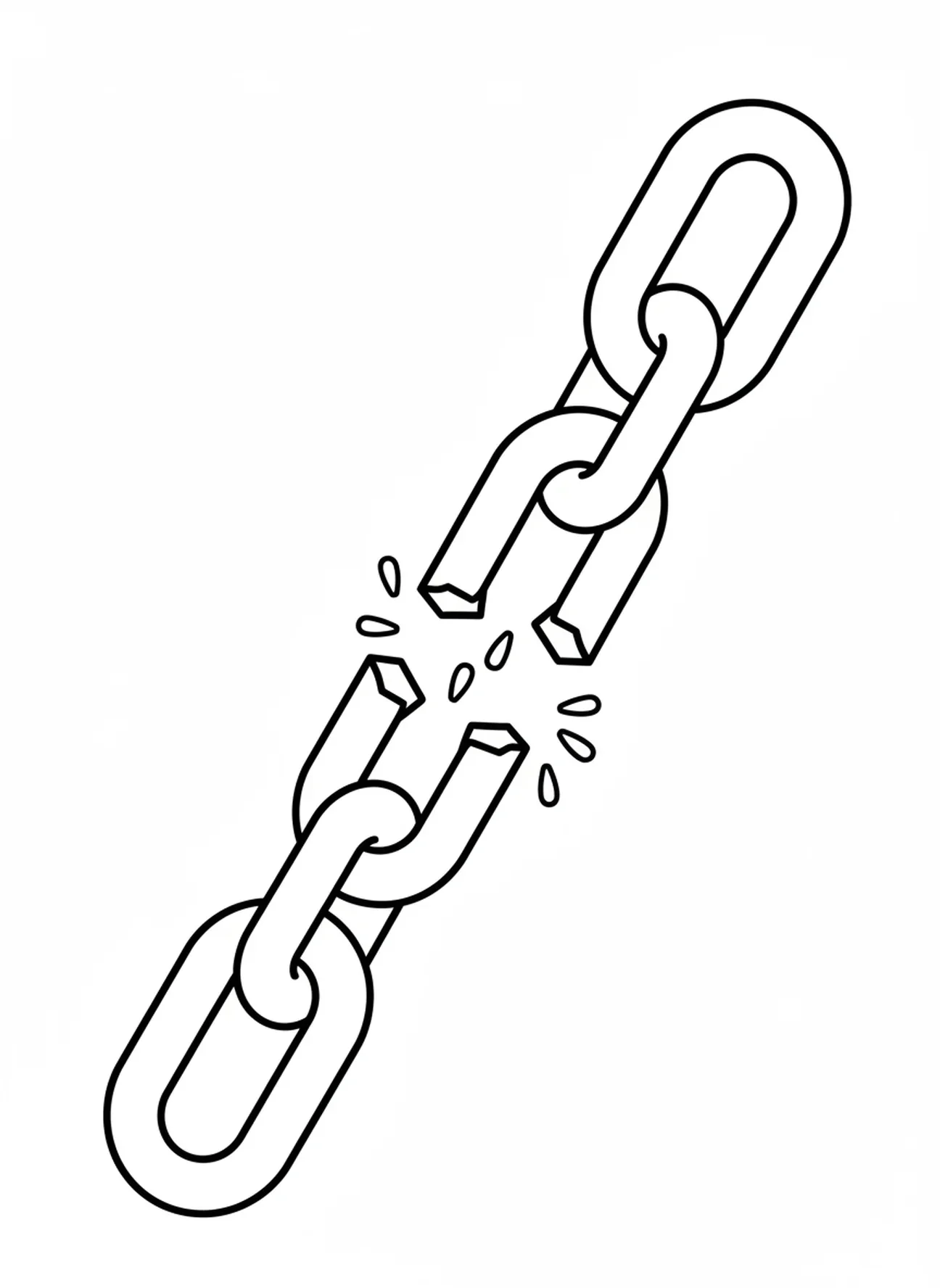 Silhouette géante d'une chaîne brisée, page à colorier de Samson pour les tout-petits de 2 à 3 ans.
