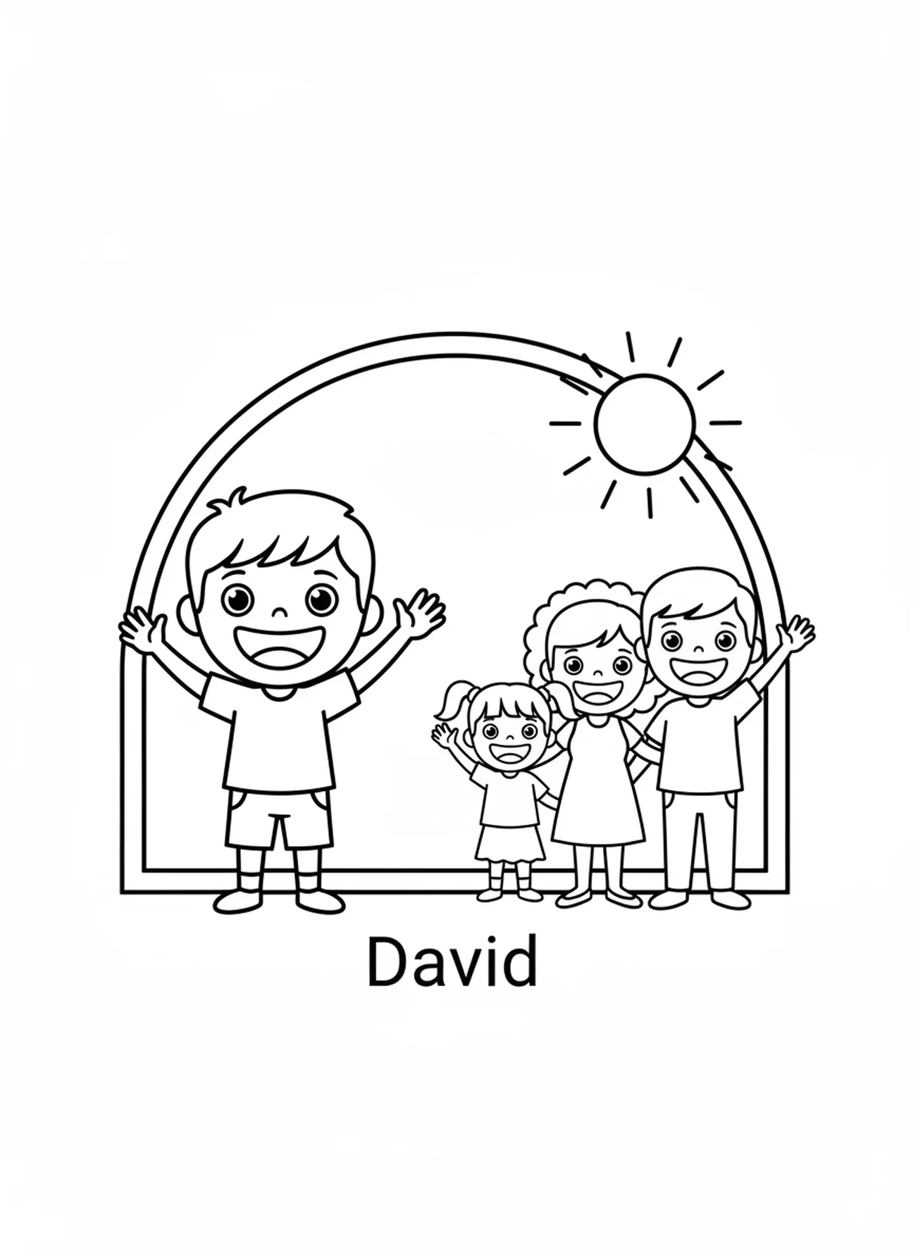 David saluant les gens, page à colorier de Samuel oint David pour les enfants d'âge préscolaire de 3 à 5 ans