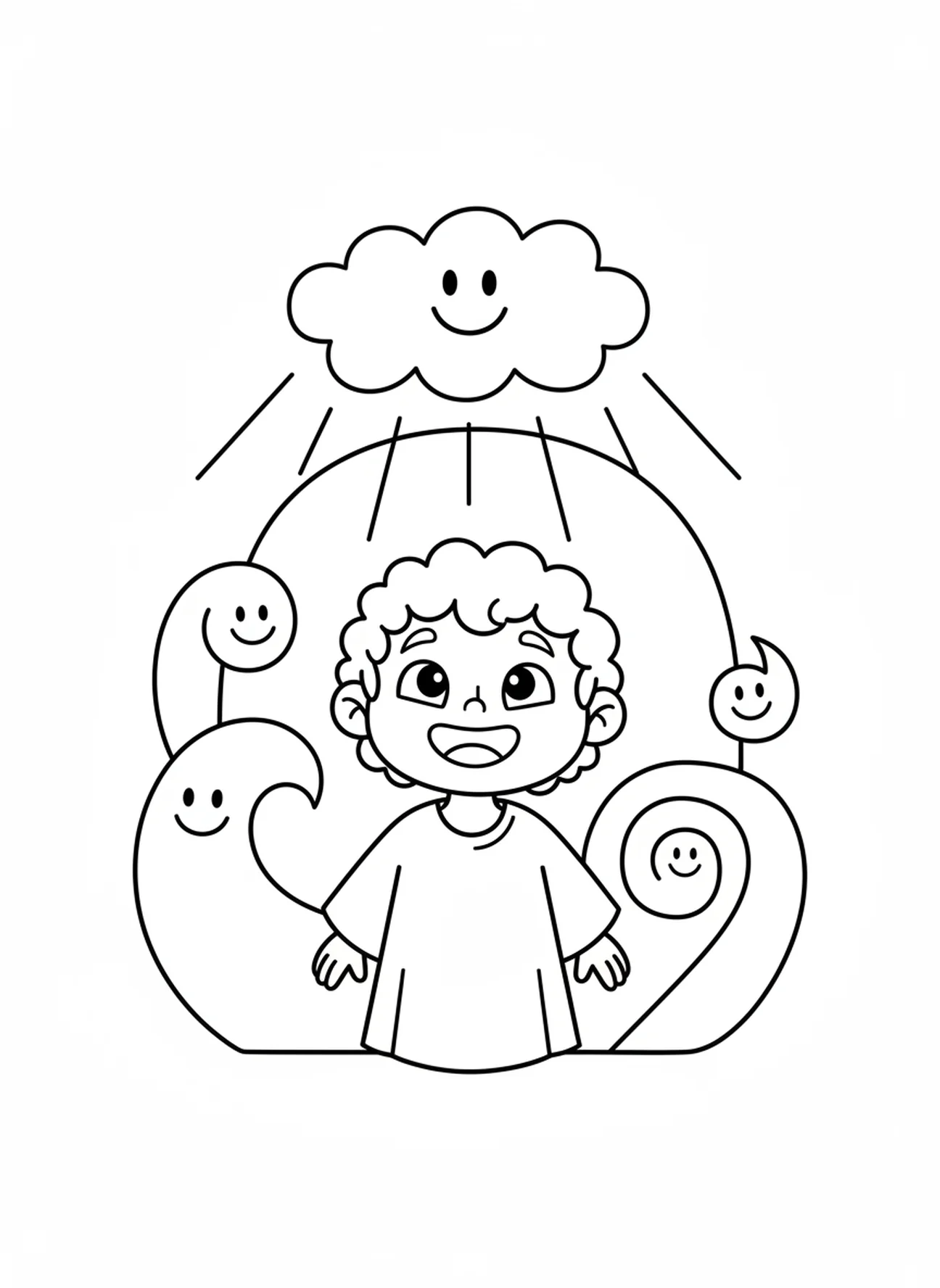 Luz suave iluminando a Samuel, página para colorear de Samuel niño en el Templo para preescolares de 3 a 5 años.