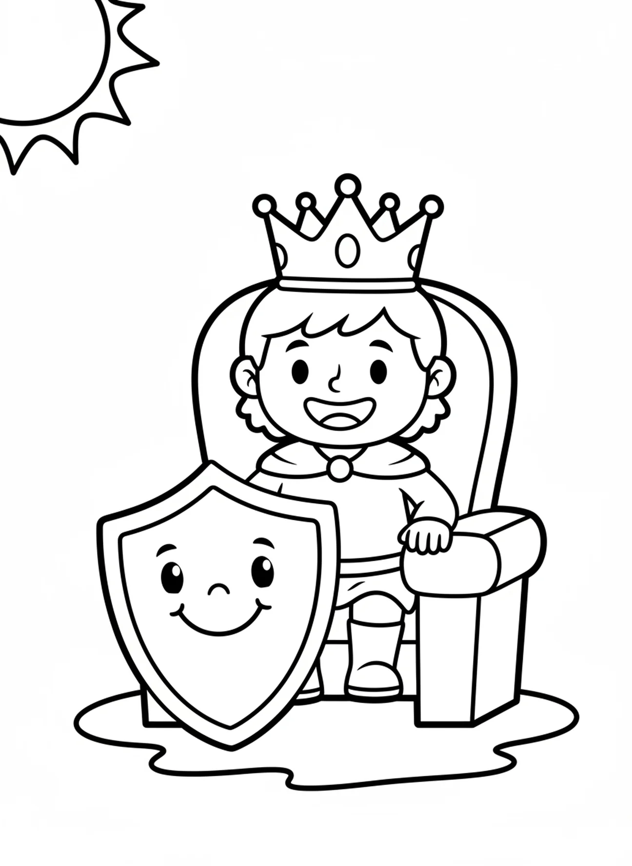 David souriant en roi, page à colorier du prophète Samuel pour les enfants d'âge préscolaire de 3 à 5 ans