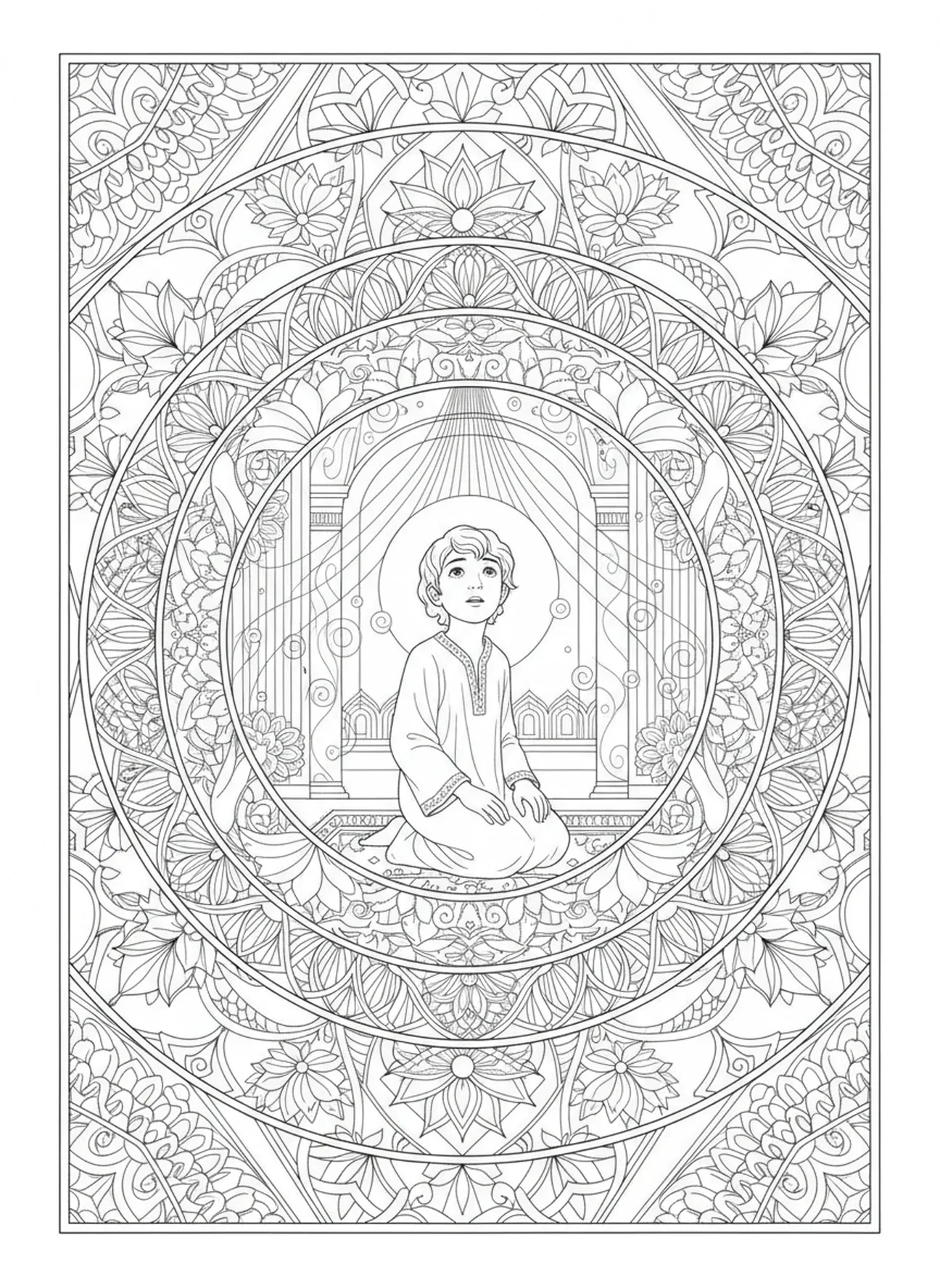 Jeune Samuel entendant Dieu, page à colorier Samuel pour le journal biblique style adulte
