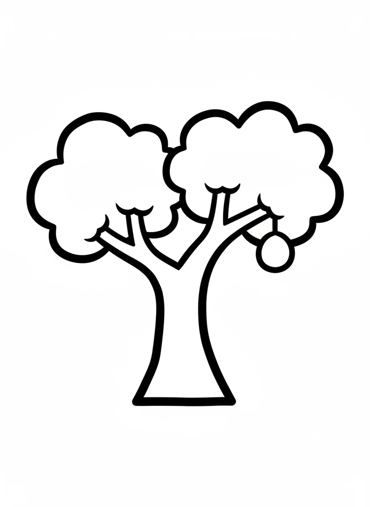 Grand arbre symbolisant le miracle, page à colorier de Sarah et Isaac pour les tout-petits de 2 à 3 ans