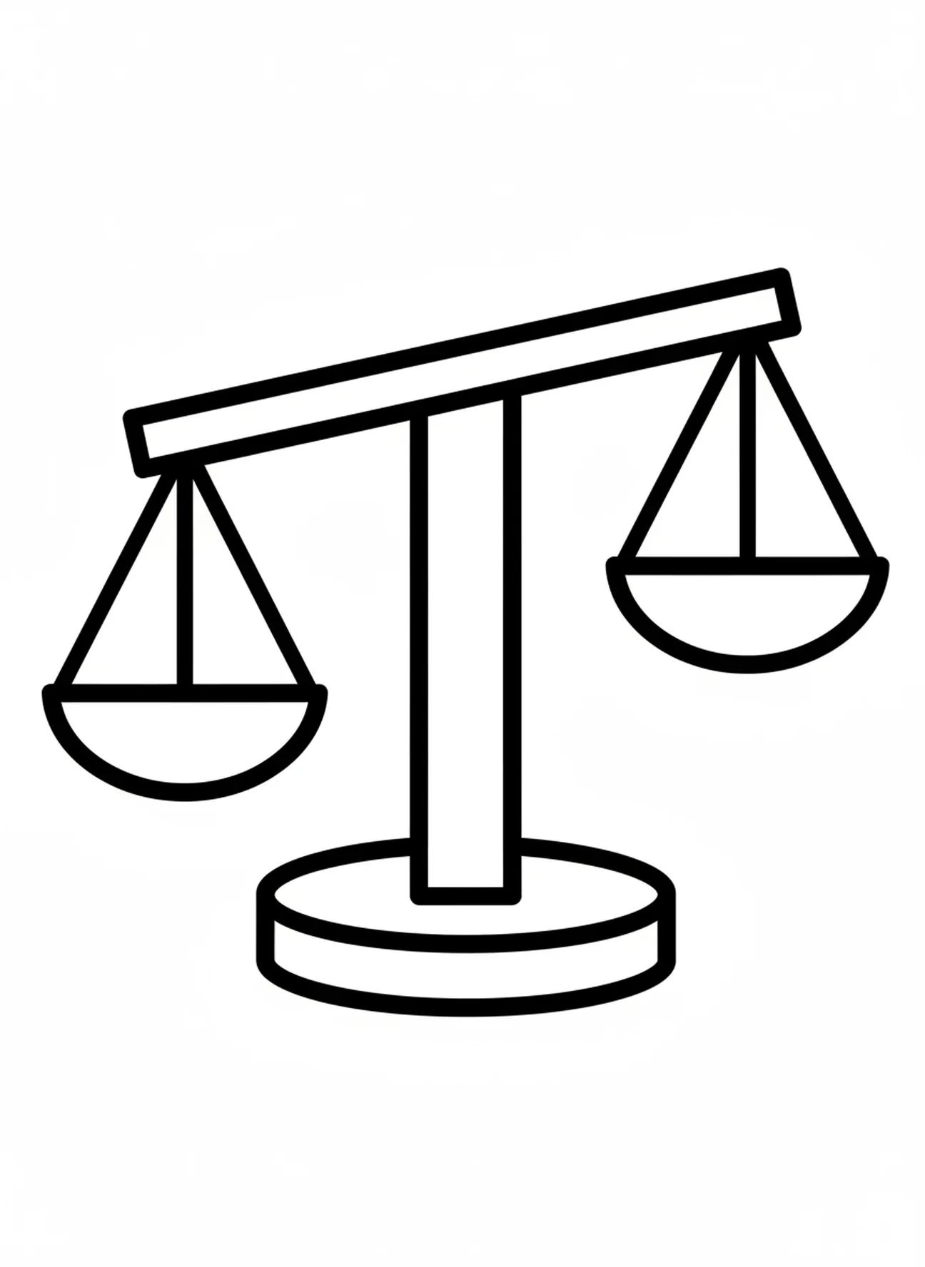 Grande balance simple, page à colorier de la sagesse de Salomon pour les tout-petits de 2 à 3 ans.
