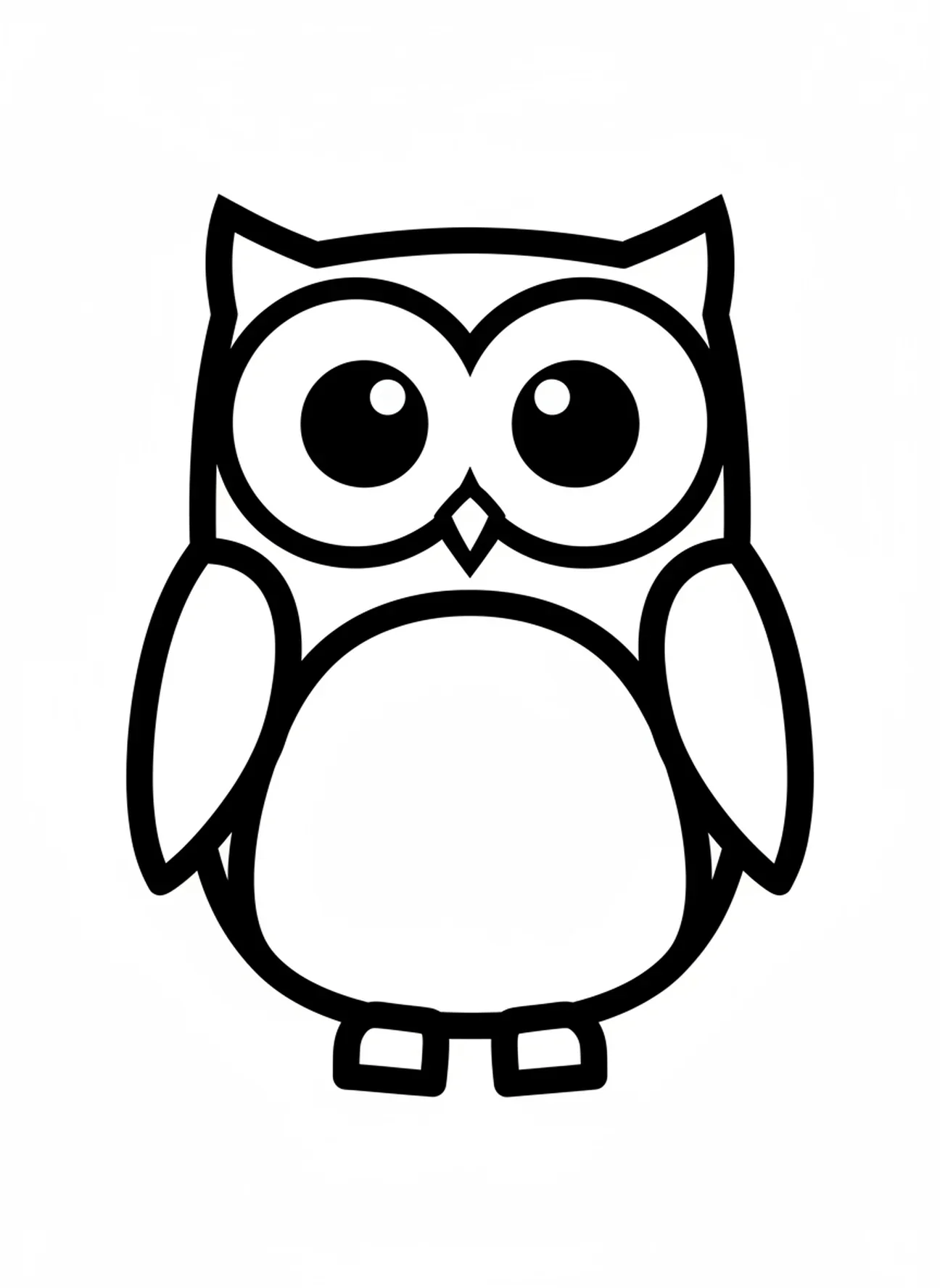Grand hibou simpliste, page à colorier de la sagesse de Salomon pour les tout-petits de 2 à 3 ans.