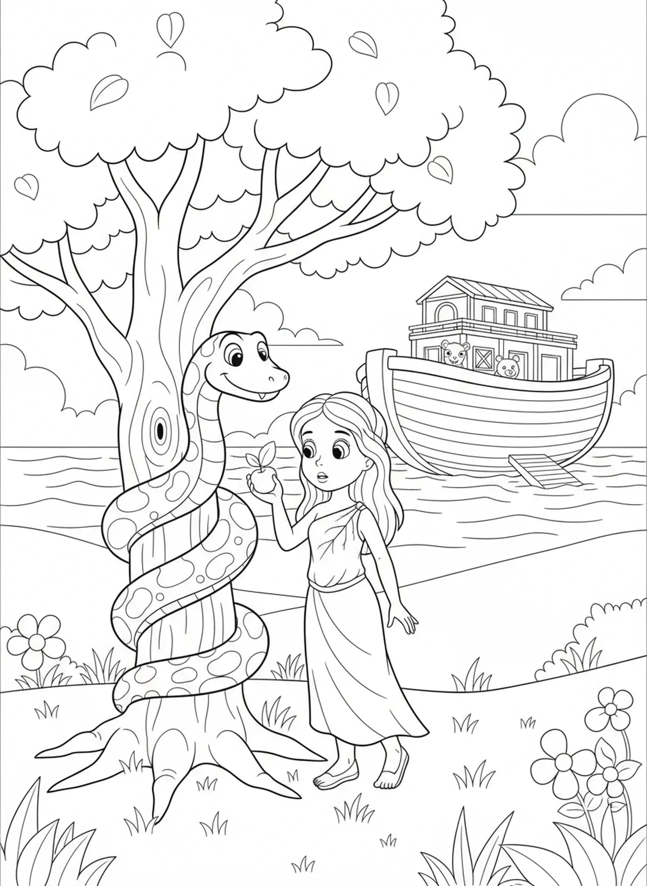 Cartoon slang, De Val van de Mens kleurplaat voor kinderen van 5-10 jaar