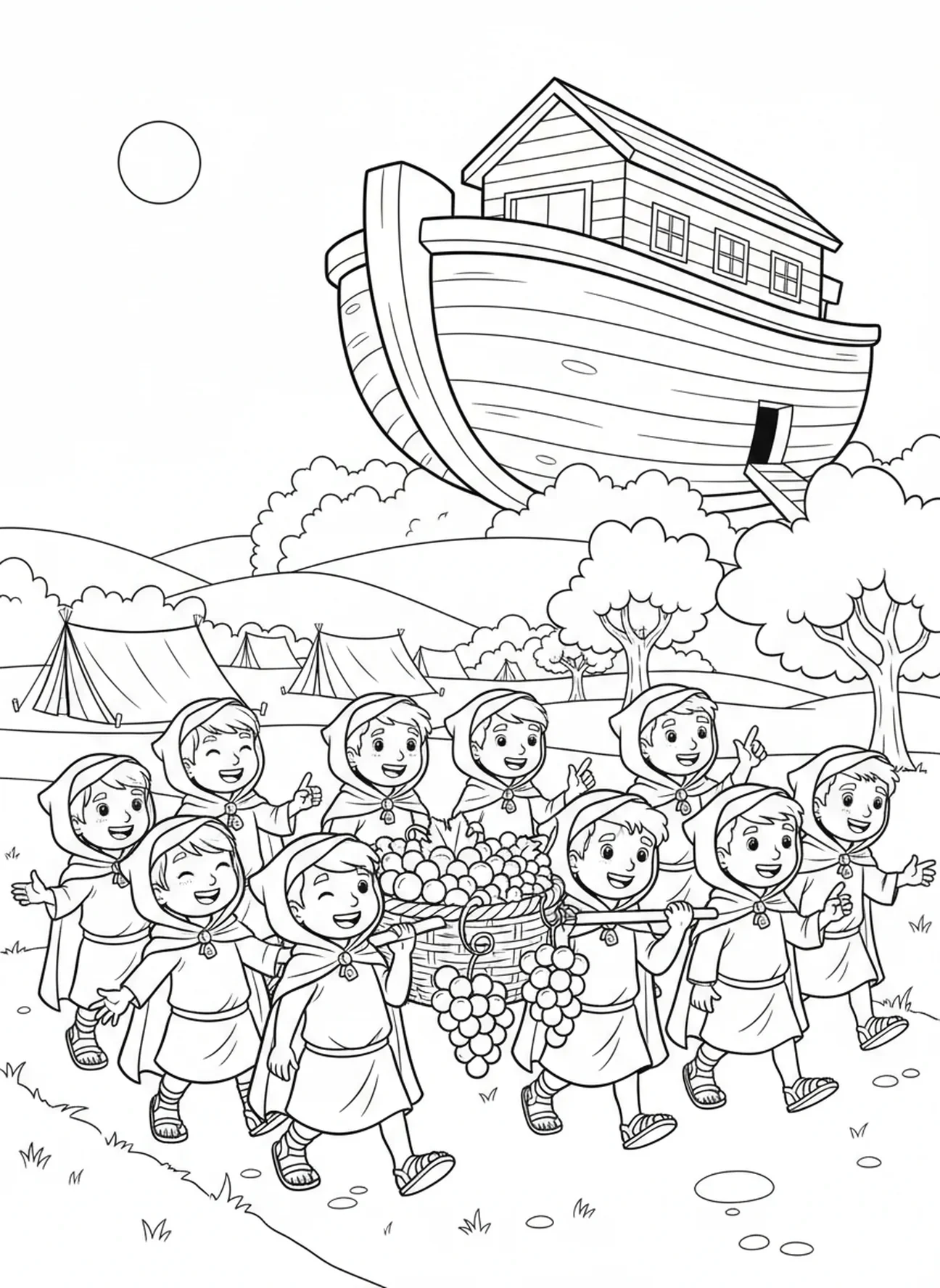 Douze espions en bande dessinée en aventure, page à colorier Douze Espions pour enfants de 5 à 10 ans