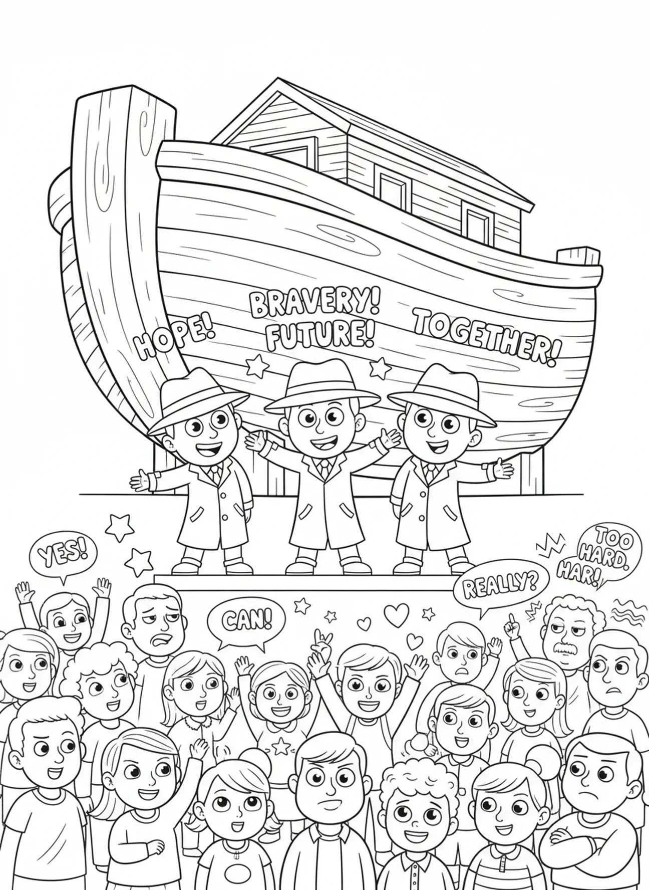 Espions encourageant le peuple, page à colorier des Douze Espions pour les enfants de 5 à 10 ans