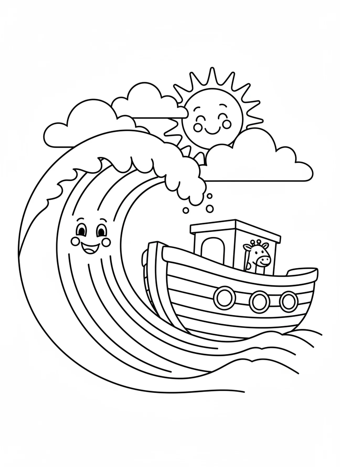 Große Wellen, Unkluger Baumeister Sand Malvorlage für Vorschulkinder im Alter von 3-5 Jahren