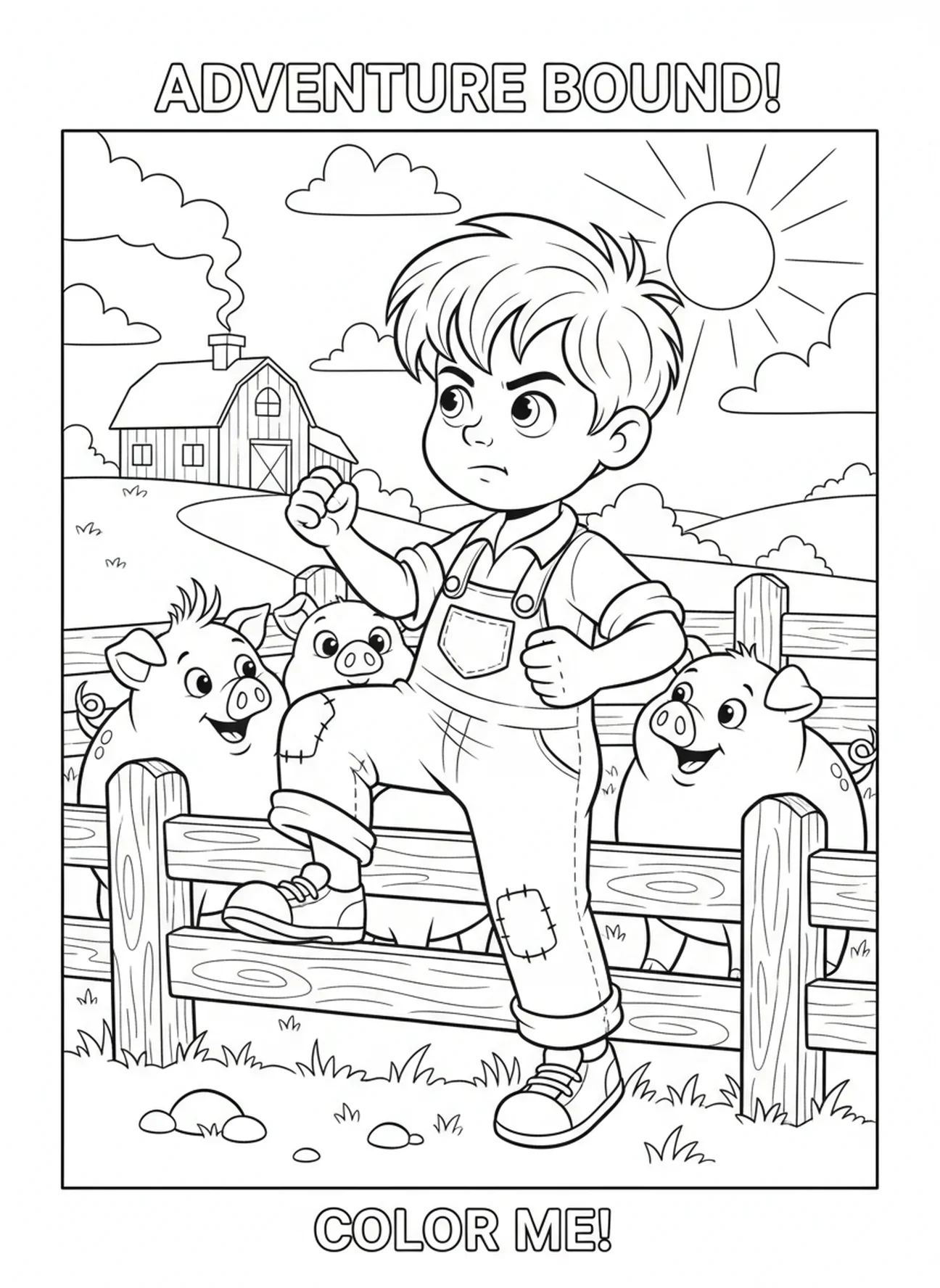 Der Sohn beschließt, nach Hause zurückzukehren, Ausmalbild vom verlorenen Sohn, der die Schweine füttert, für Kinder im Alter von 5-10 Jahren.