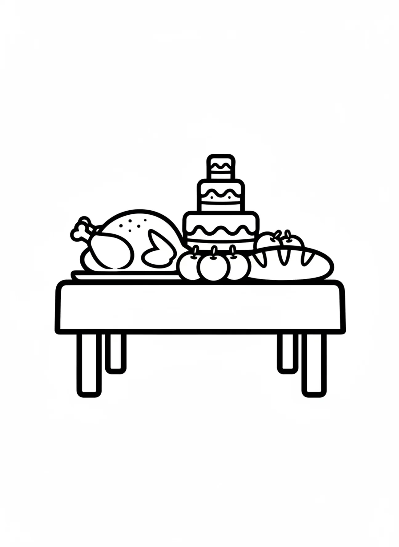 Tafel met eten voor feest, Kleurplaat van de Verloren Zoon voor peuters van 2-3 jaar