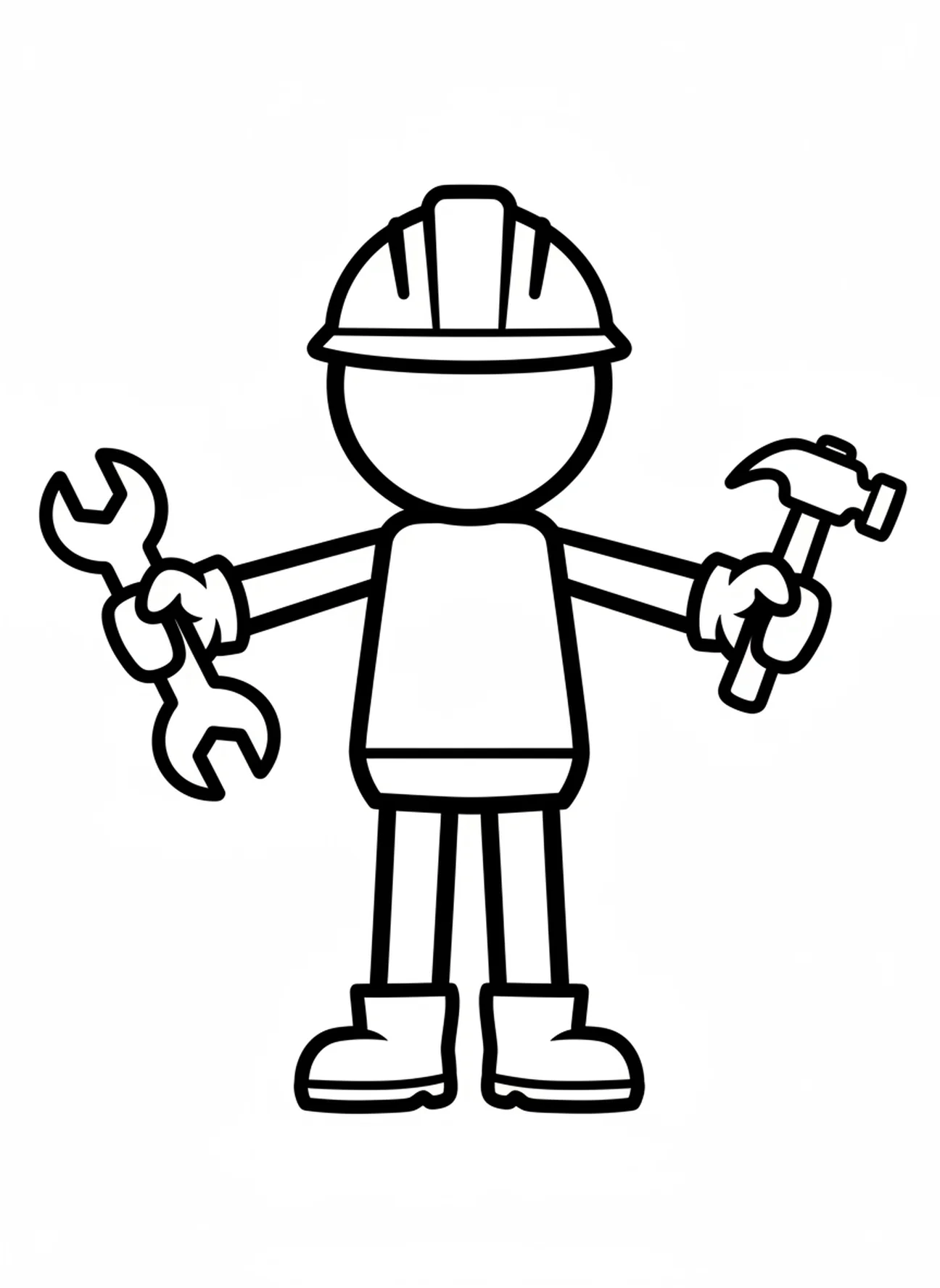 Figura de gran constructor, página para colorear de Dos Constructores Casa Rock para niños de 2 a 3 años
