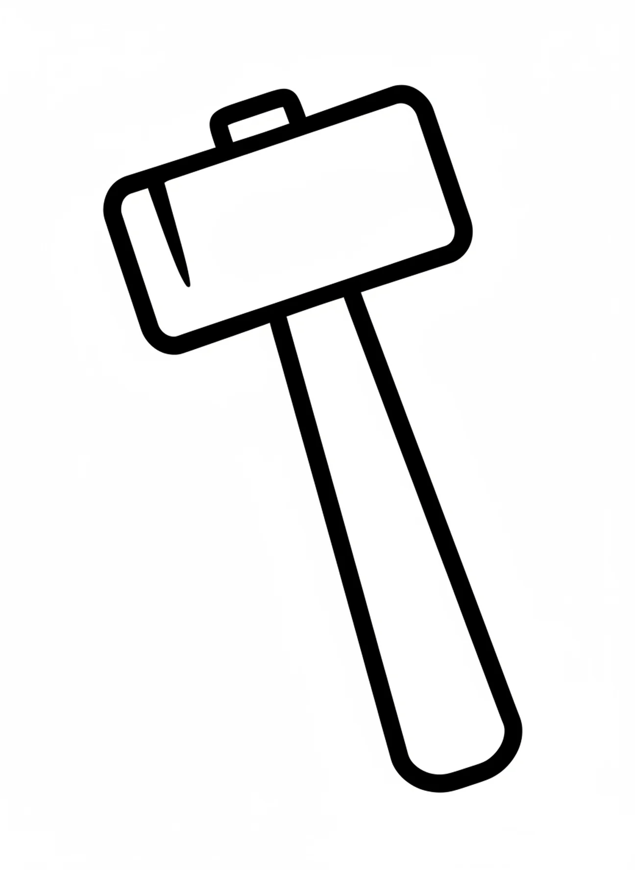 Forma de martillo grande, página para colorear de la casa de dos constructores para niños de 2 a 3 años