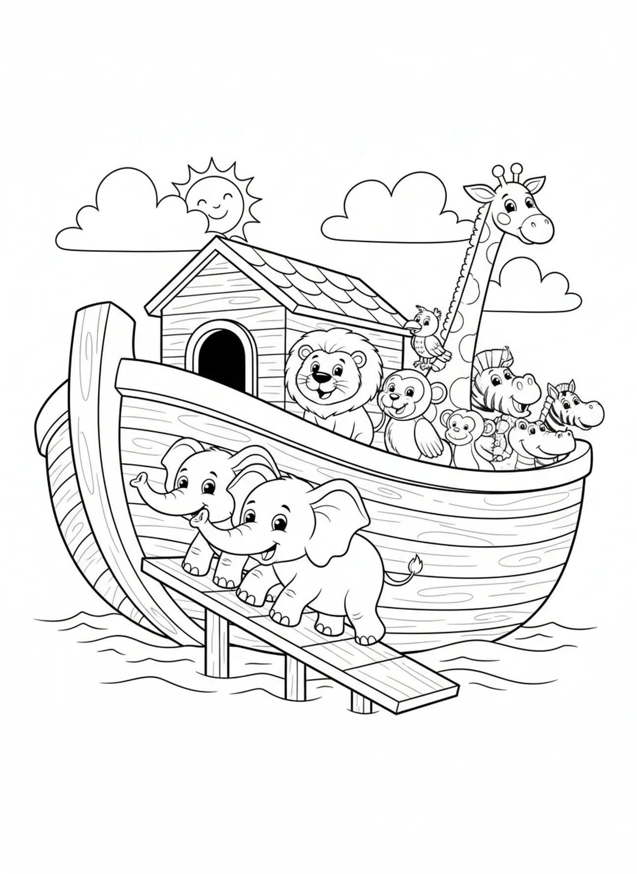 Paar von Elefanten, Ausmalbild des Ehre sei Gott Gebets für Kinder im Alter von 5-10 Jahren