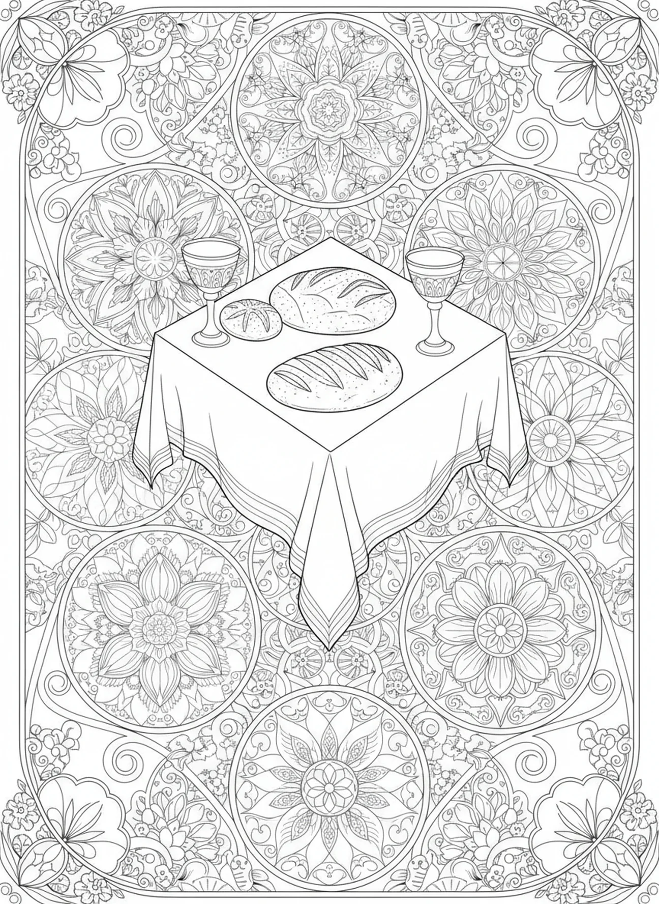 Página de colorir Oração do Senhor Pão Diário para adultos no estilo de journaling bíblico