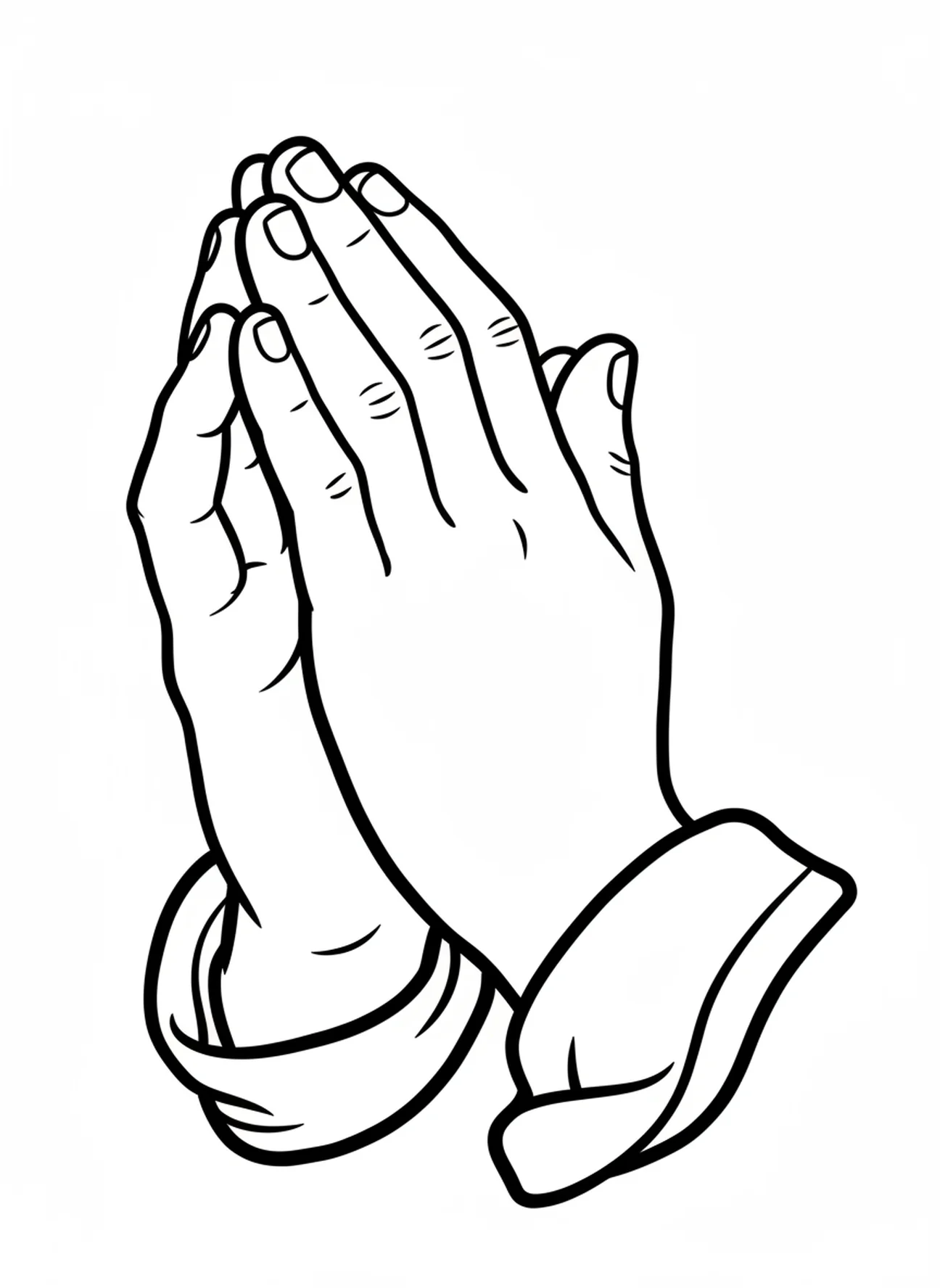 Forme simple de mains en prière, page à colorier pour dire la grâce pour les tout-petits de 2 à 3 ans