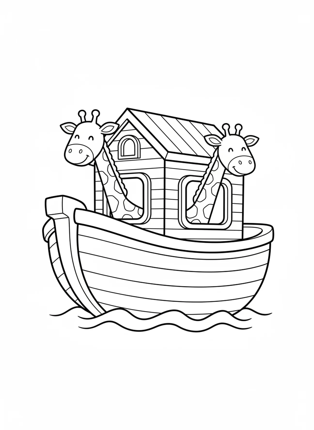 Deux girafes curieuses, page à colorier Biblique Arc-en-ciel pour les enfants d'âge préscolaire de 3 à 5 ans