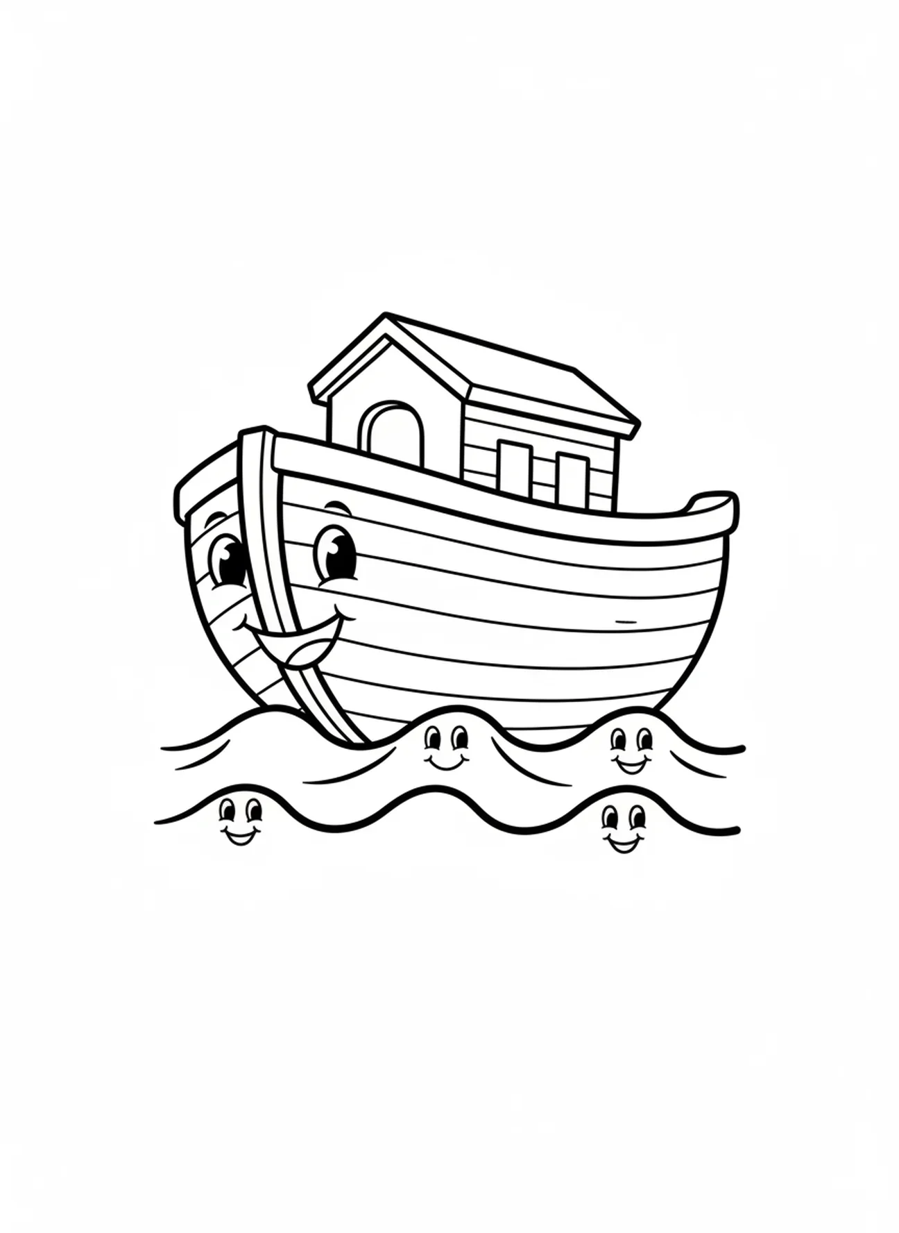 Arche flottante, page à colorier Biblique sur l'arc-en-ciel pour les enfants d'âge préscolaire de 3 à 5 ans