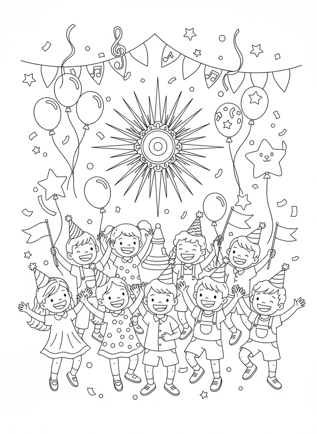 Enfants célébrant avec une monstrance, page à colorier de monstrance pour enfants de 5 à 10 ans