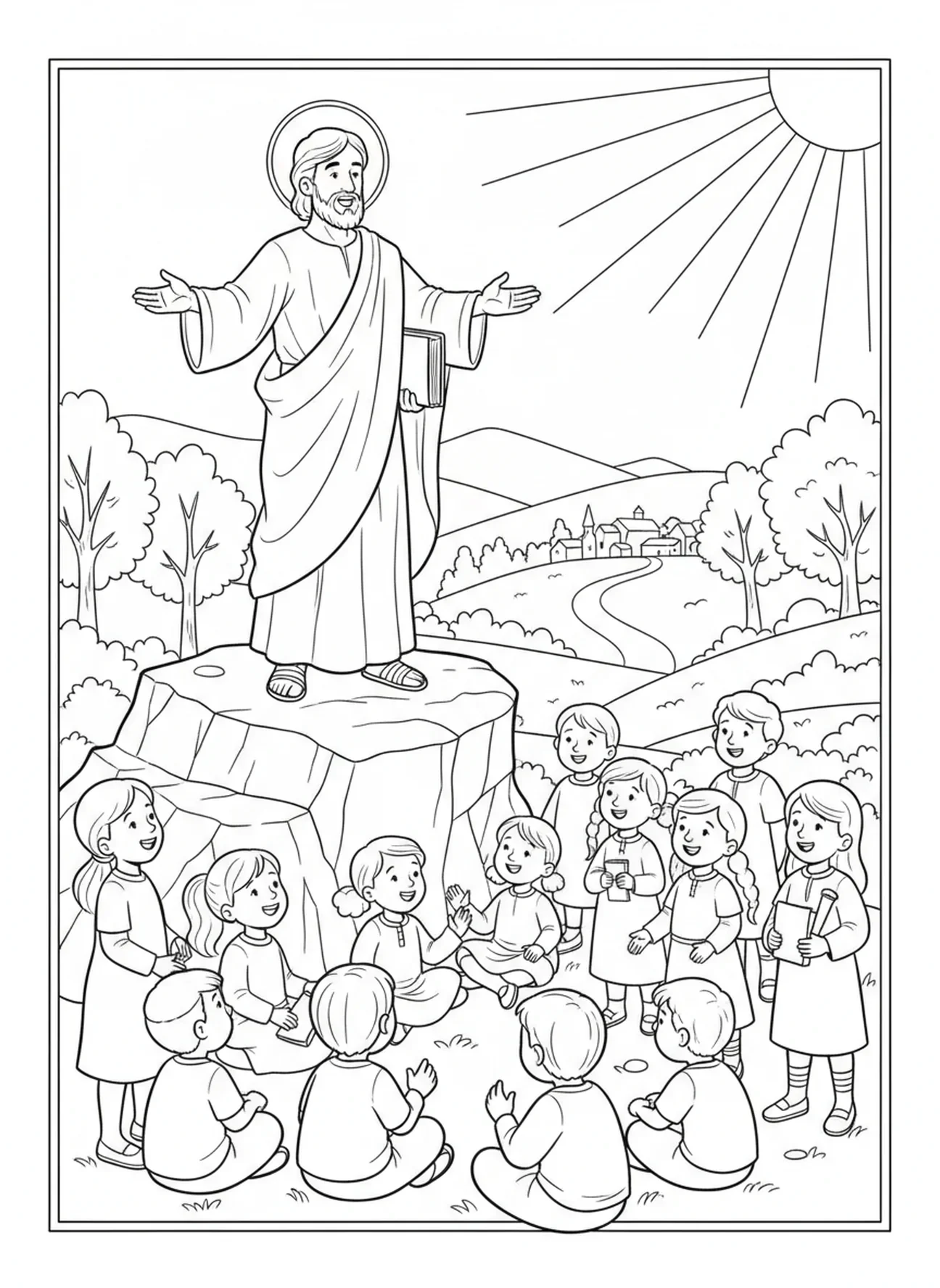 Saint Luc prêchant, page à colorier Saint Luc pour enfants de 5 à 10 ans