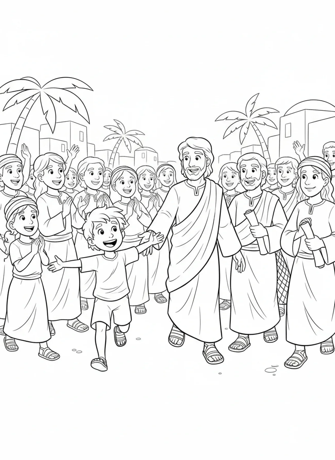 Saint Matthieu suivant Jésus, page à colorier pour enfants de 5 à 10 ans
