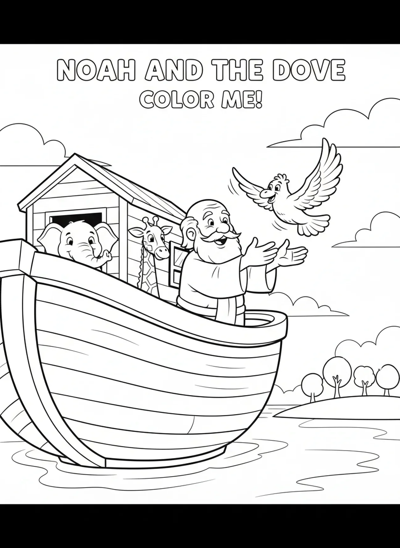 Noé relâchant une colombe, page à colorier Biblique pour enfants de 5 à 10 ans
