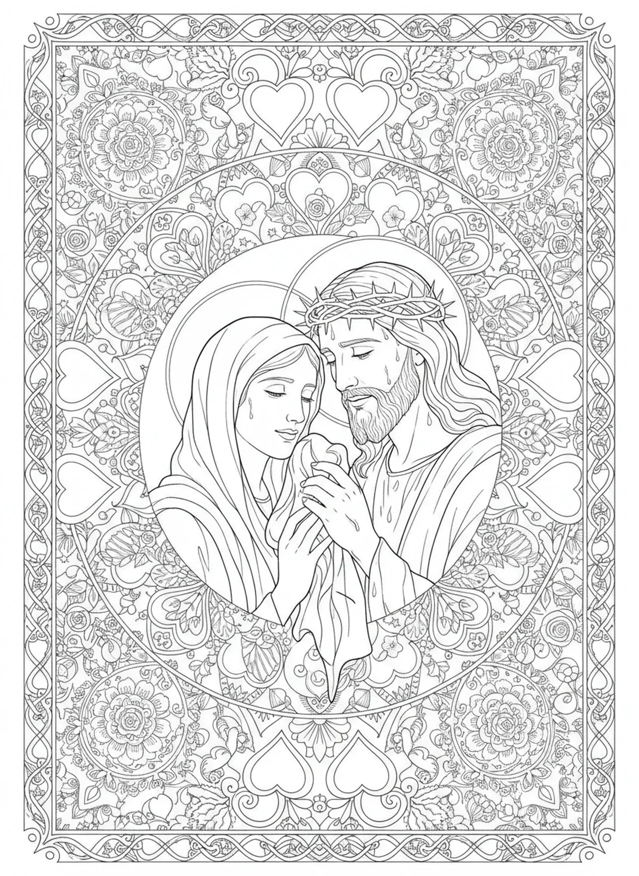 Jésus souriant à Véronique, page à colorier du Voile de Véronique pour le journal biblique.