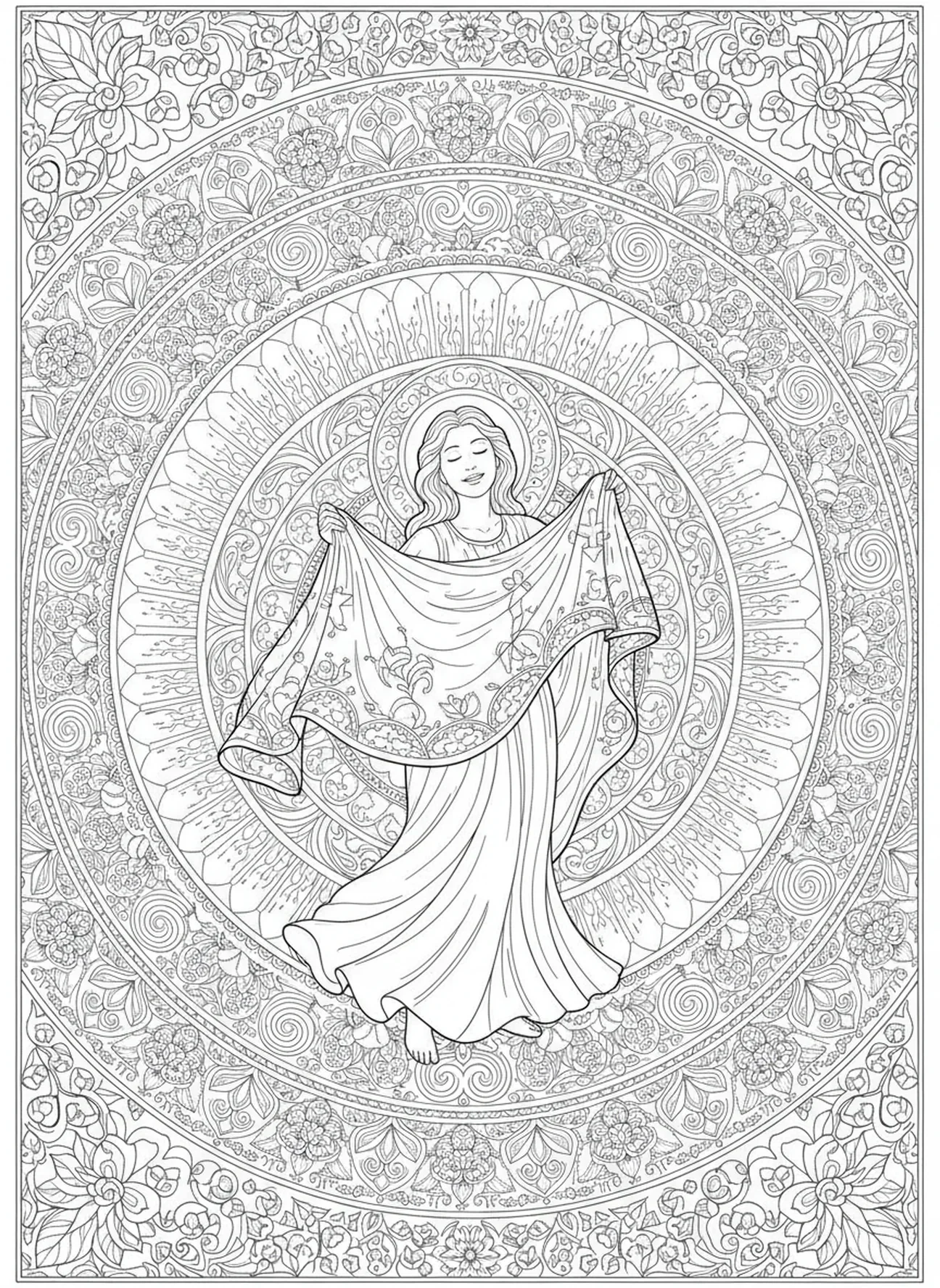 Véronique s'en va joyeusement avec son voile, page à colorier Véronique Voile pour le journal biblique.