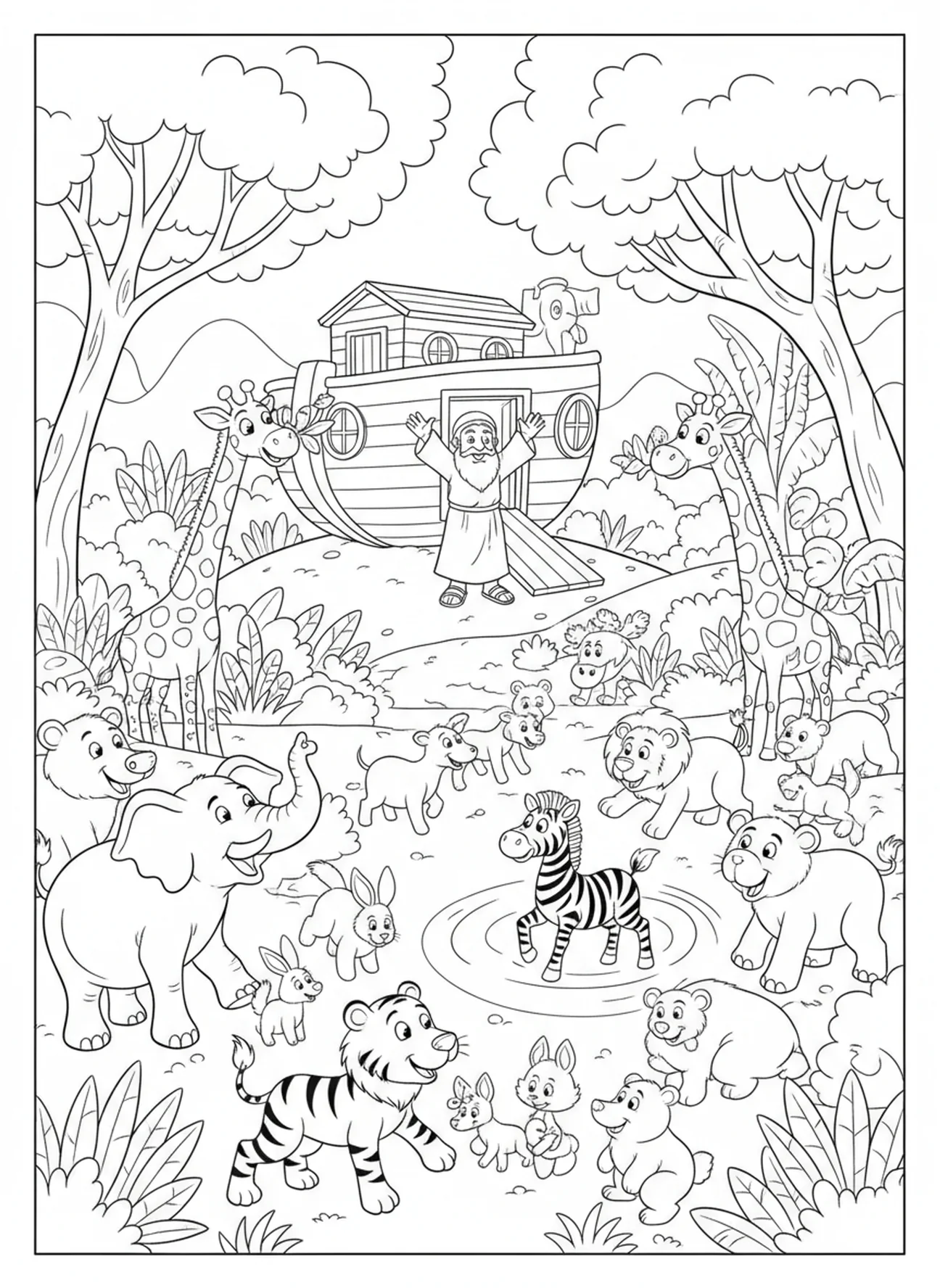 Animaux explorant la terre, page à colorier École du dimanche Cokesbury pour enfants de 5 à 10 ans