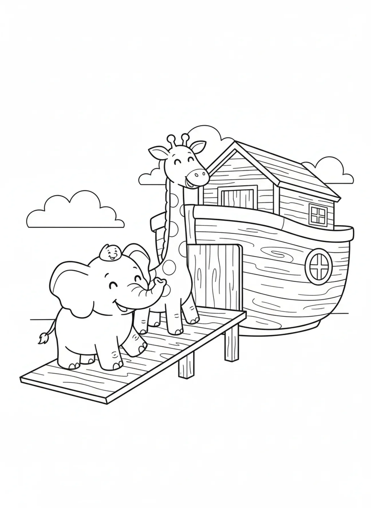 Par de animais em cartoon, página para colorir da EBD Monumental para crianças de 3 a 5 anos