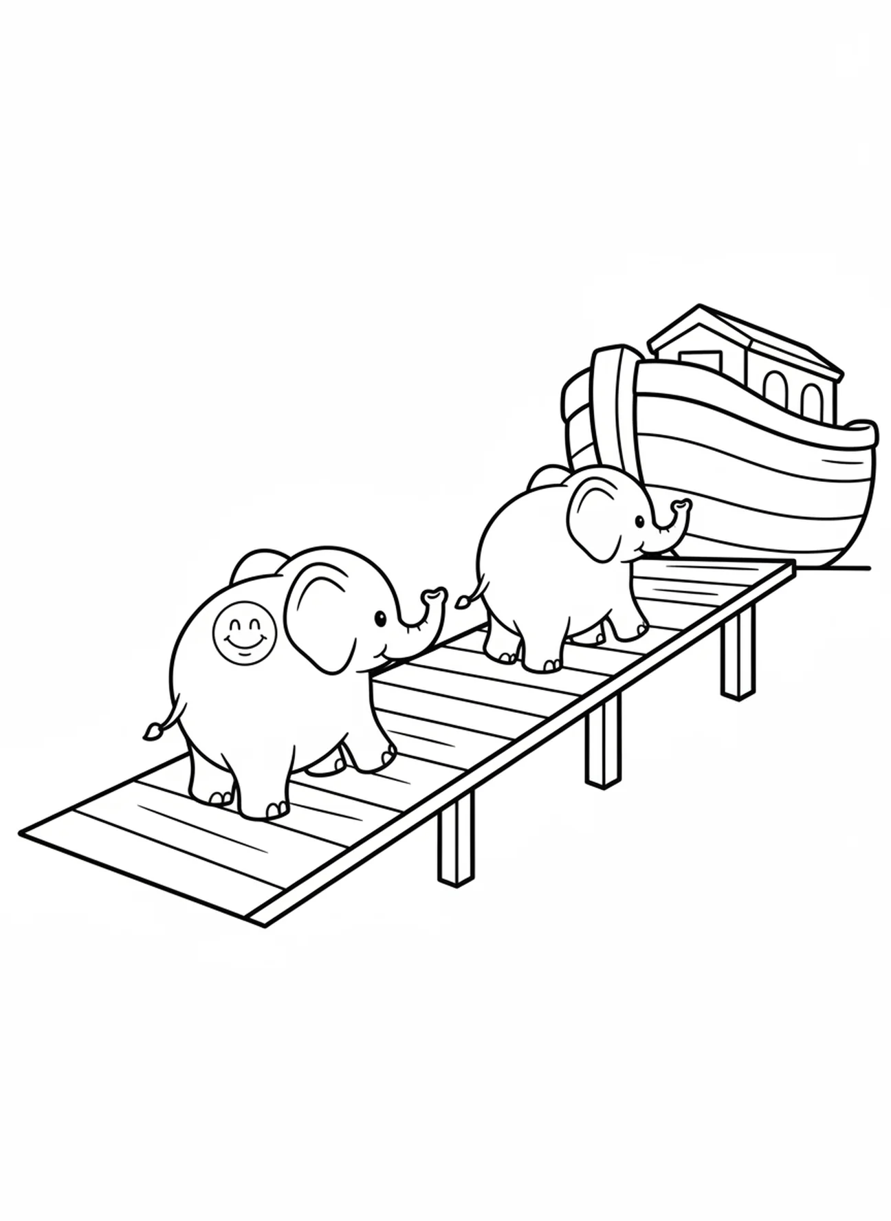 Paire d'éléphants en dessin animé, page à colorier VBS Stellar pour les enfants d'âge préscolaire de 3 à 5 ans