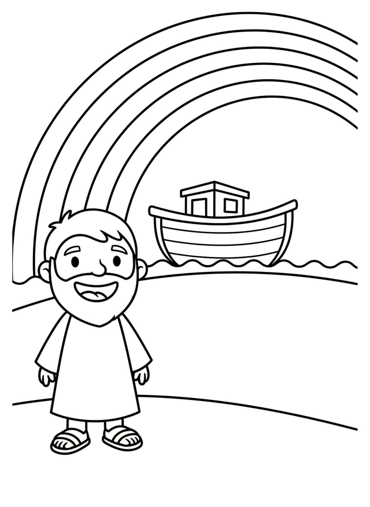 Arc-en-ciel au-dessus de Noé, page à colorier VBS Stellar pour les enfants de 3 à 5 ans