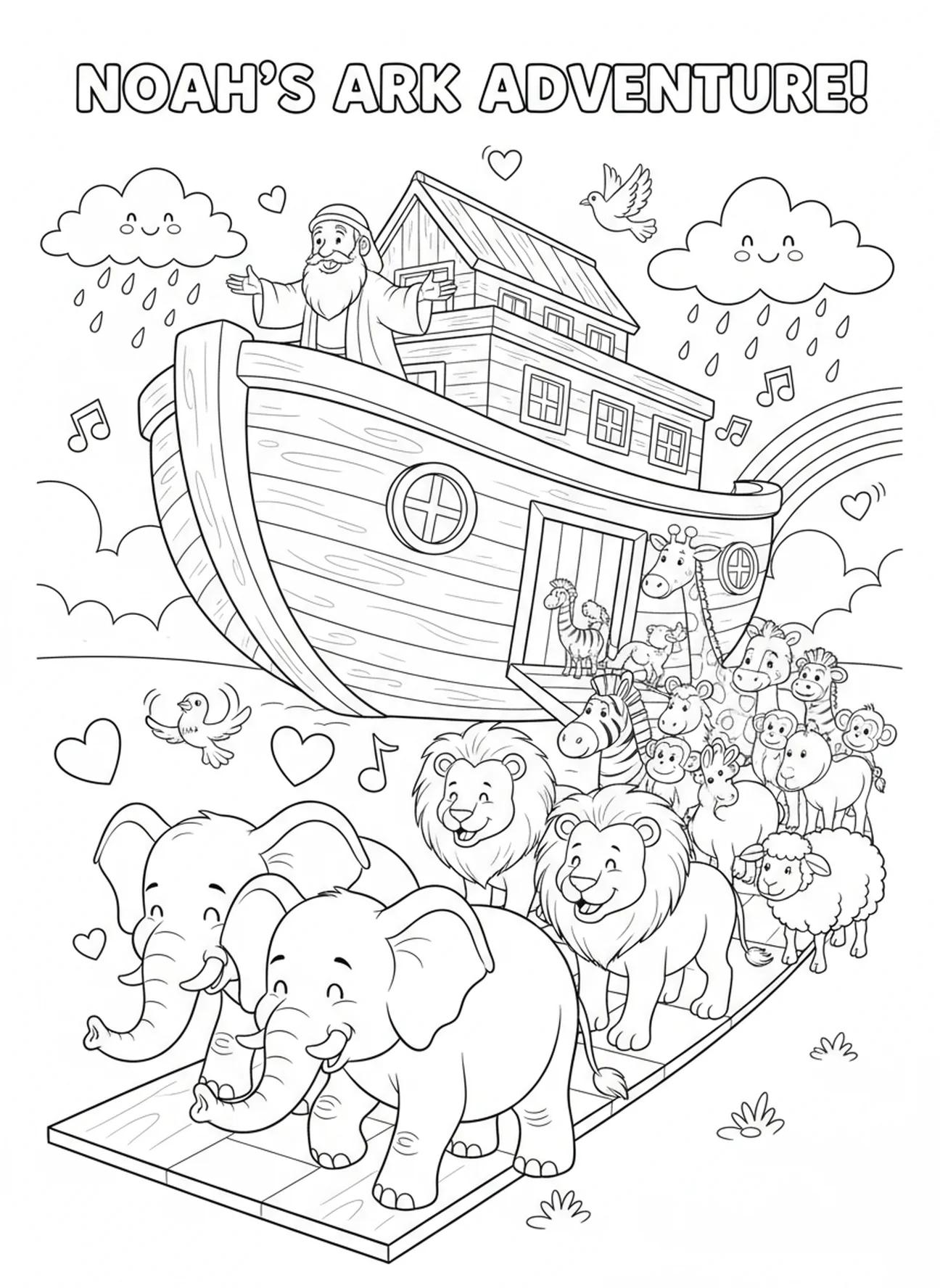 Paar Elefanten, Ausmalbild für Kinder im Alter von 5-10 Jahren für die Ferien-Bibelwoche
