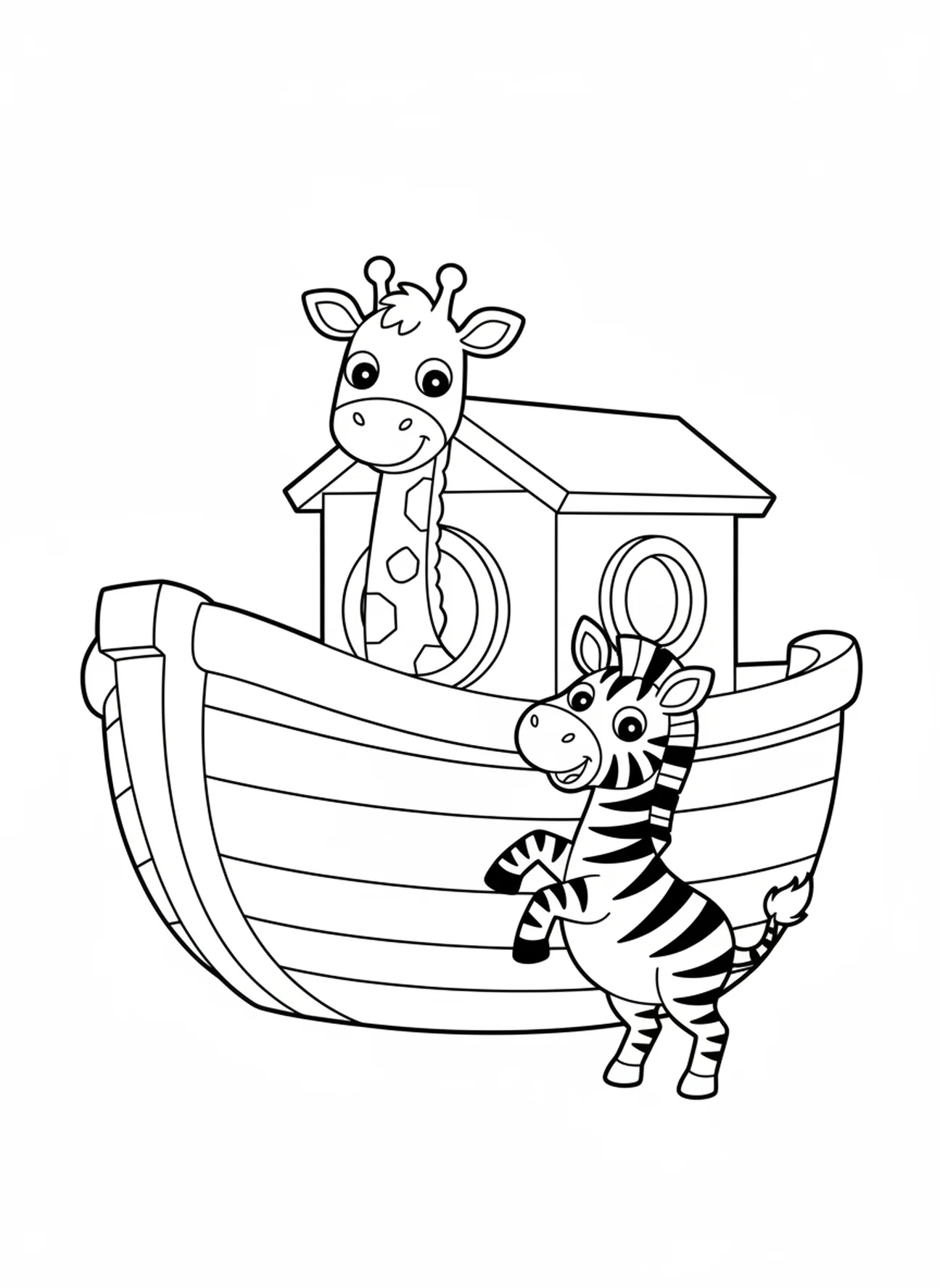 Giraffe und Zebra, Ausmalbild für die Sonntagsschule für Vorschulkinder im Alter von 3-5 Jahren