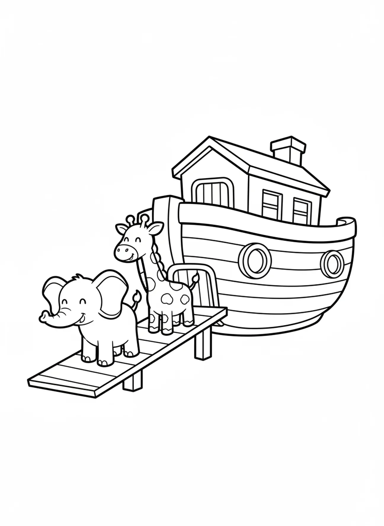 Paire d'animaux de dessin animé, page à colorier sur le thème de l'École de dimanche pour les enfants de 3 à 5 ans
