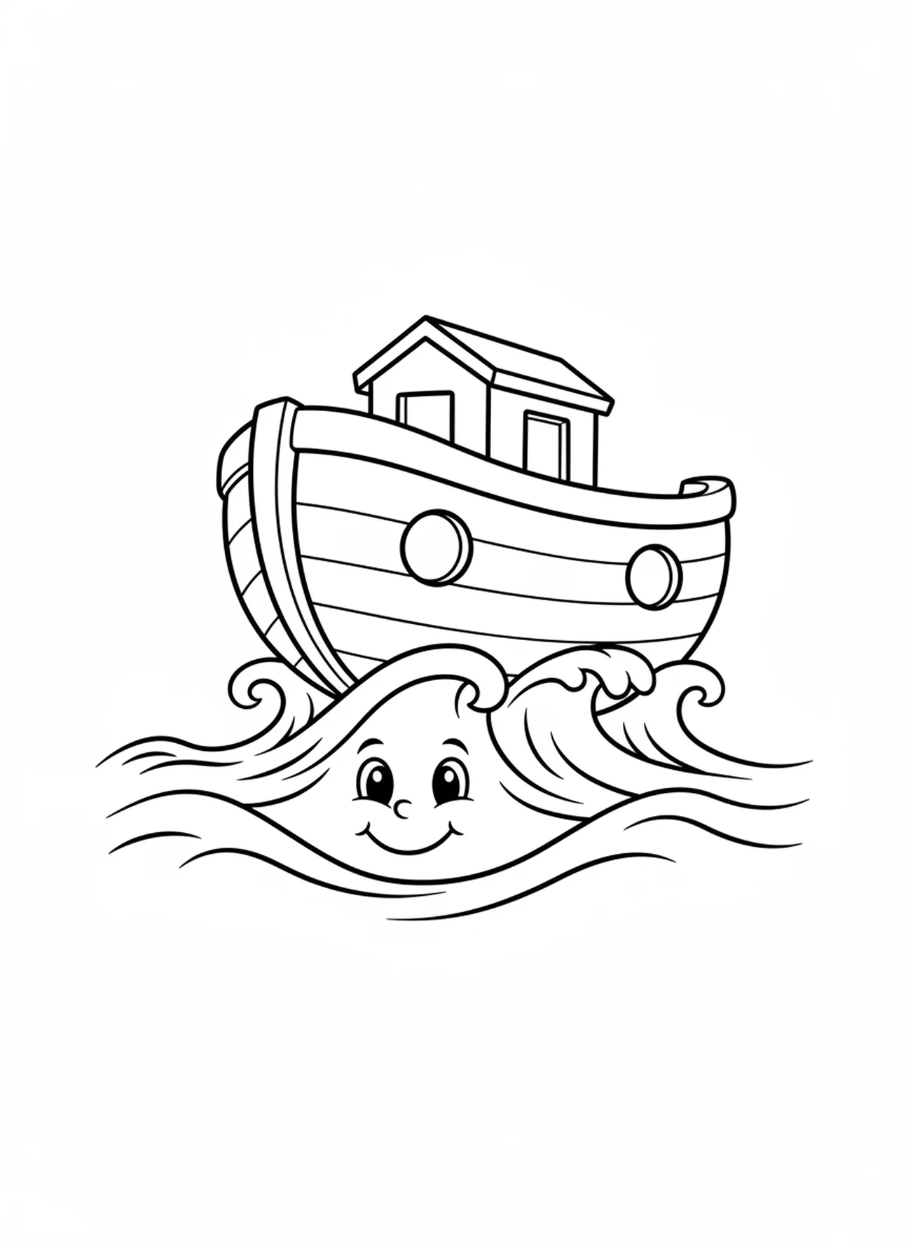 Eenvoudige ark op het water, Vakantie Bijbel School Zoomerang kleurplaat voor kleuters van 3-5 jaar.